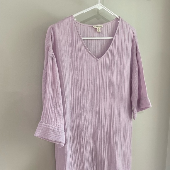 Eileen Fisher Organic Cotton Gauze Dress - Light Purple (Malow) - Extra Small XS - Picture 11 of 16